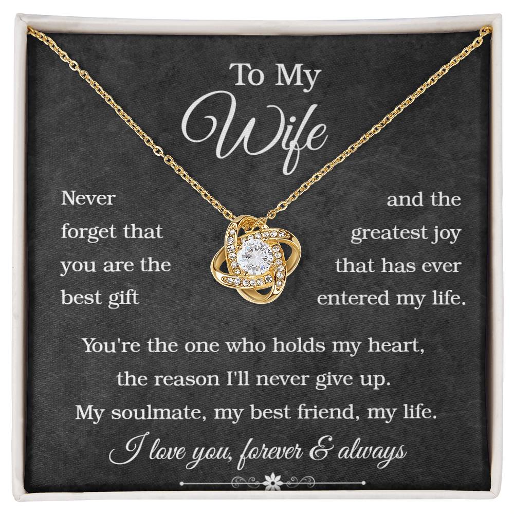 To My Wife - Love Knot Necklace (Yellow & White Gold Variants)