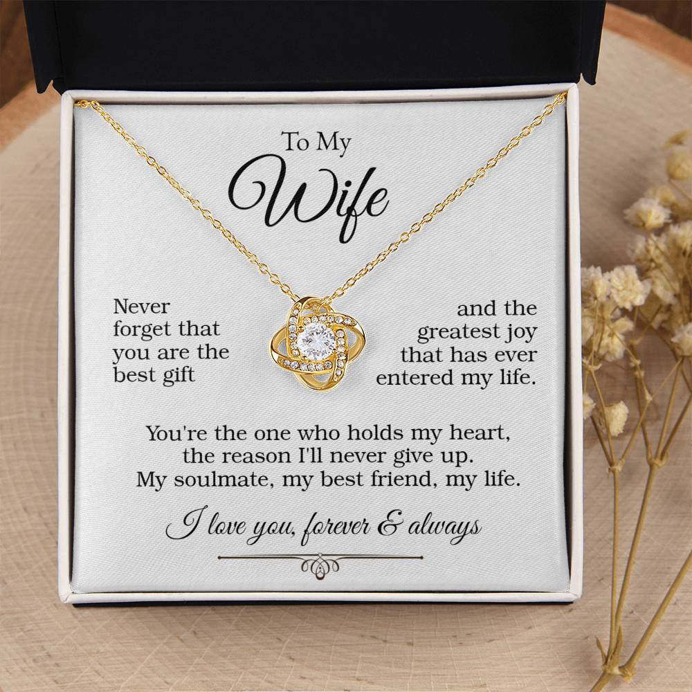 Love Knot Necklace (Yellow & White Gold Variants)  To My Wife - With Beutifull Message Card