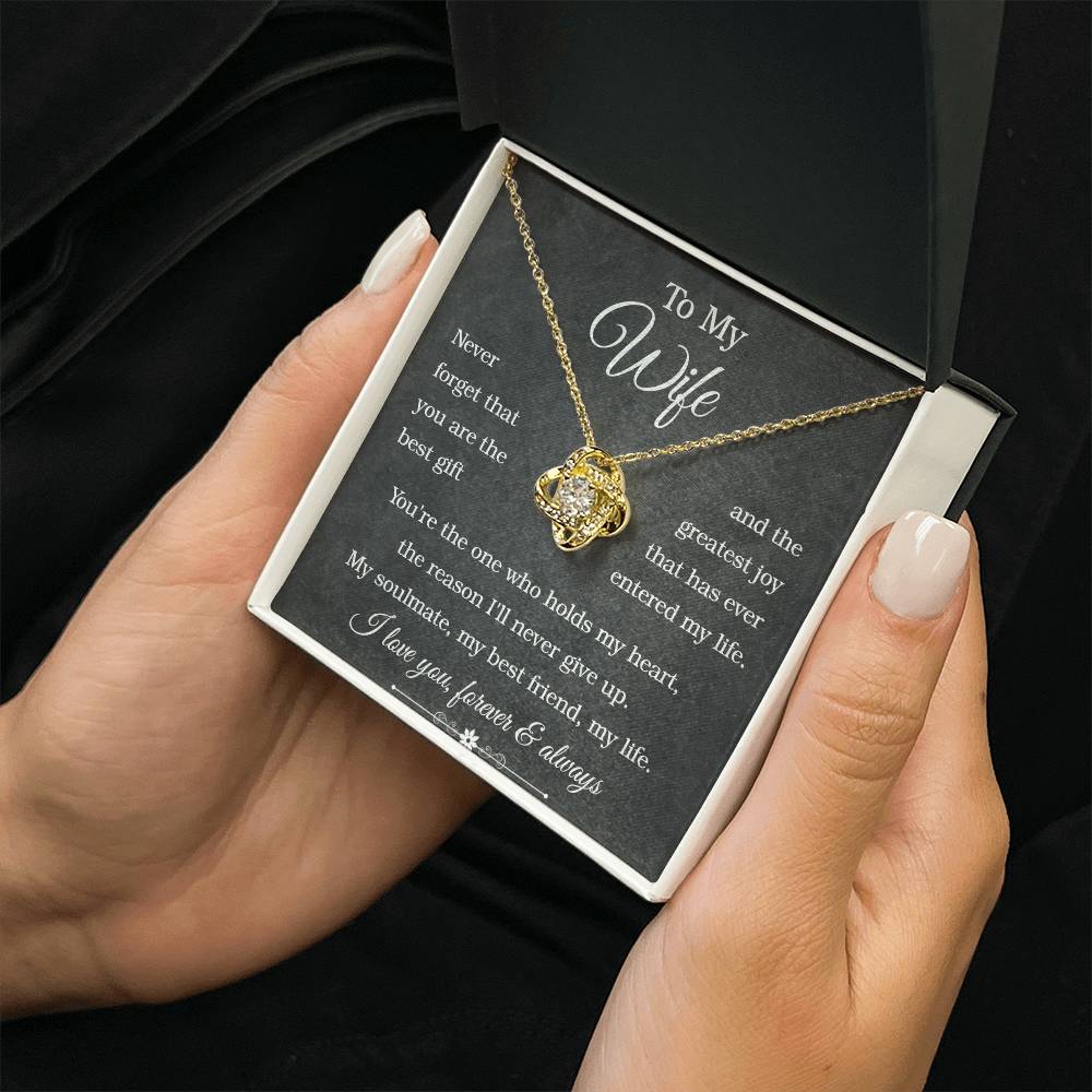 To My Wife - Love Knot Necklace (Yellow & White Gold Variants)