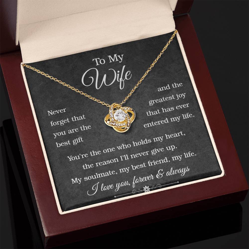 To My Wife - Love Knot Necklace (Yellow & White Gold Variants)