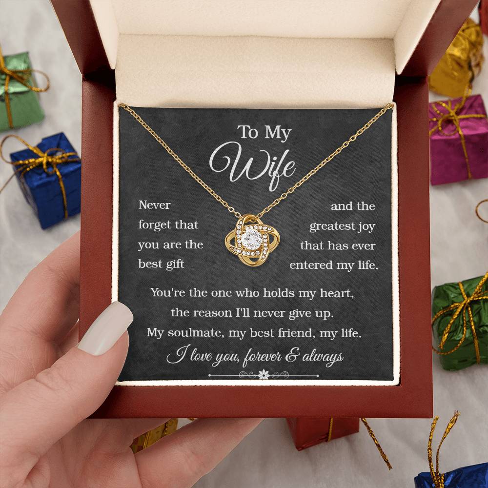 To My Wife - Love Knot Necklace (Yellow & White Gold Variants)